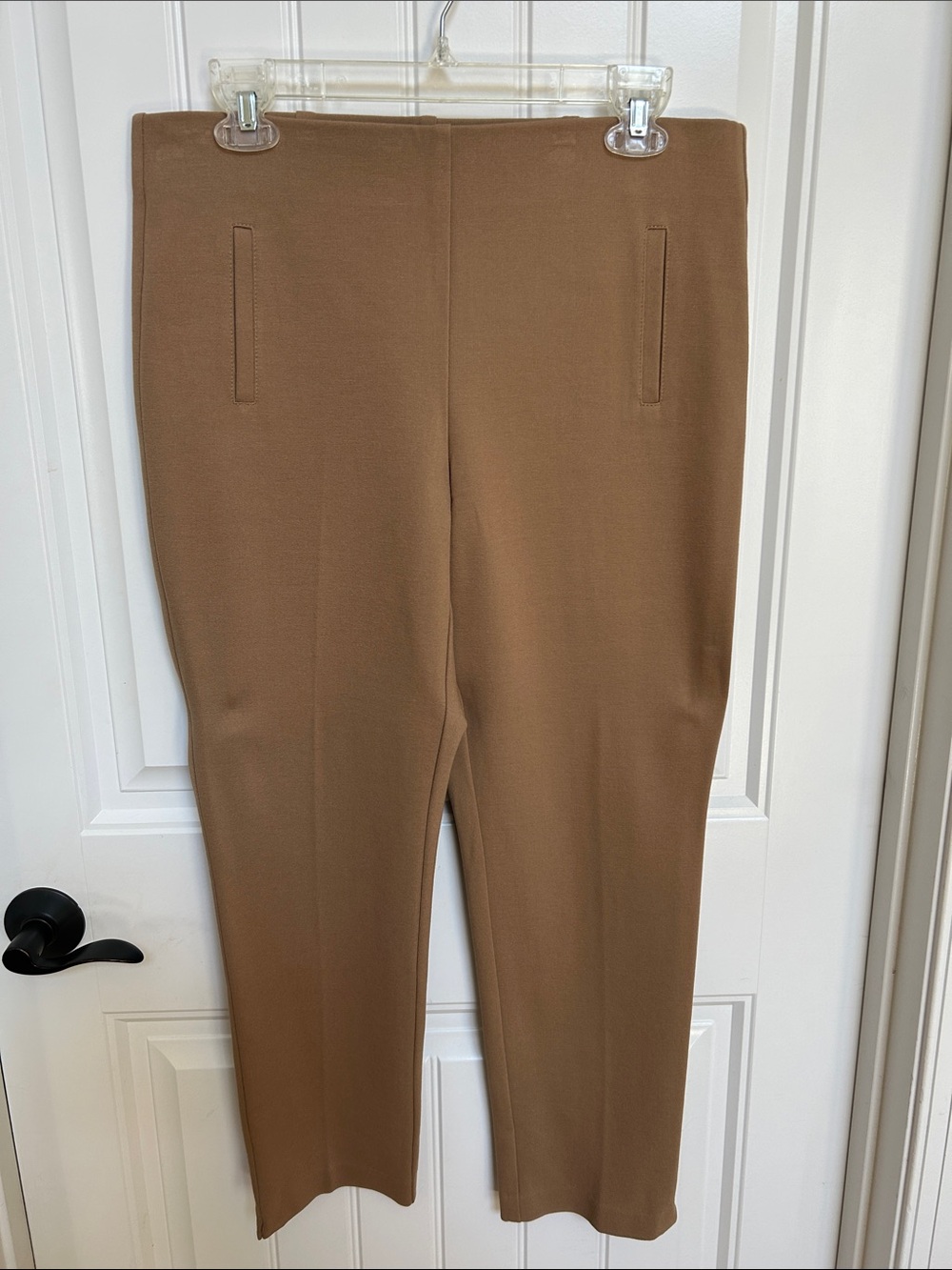 Chico's Straight-Leg Pull-On Pants in Camel Brown